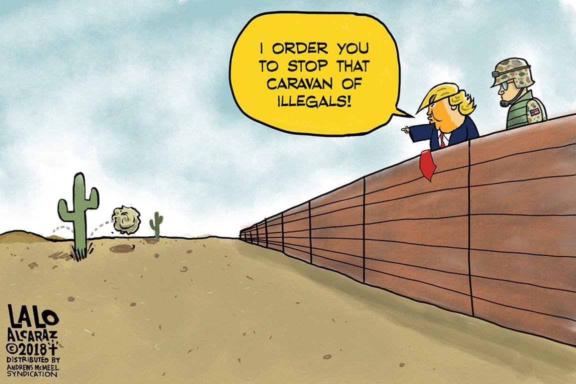 Trump orders the military to the border with Mexico (toon) POCHO